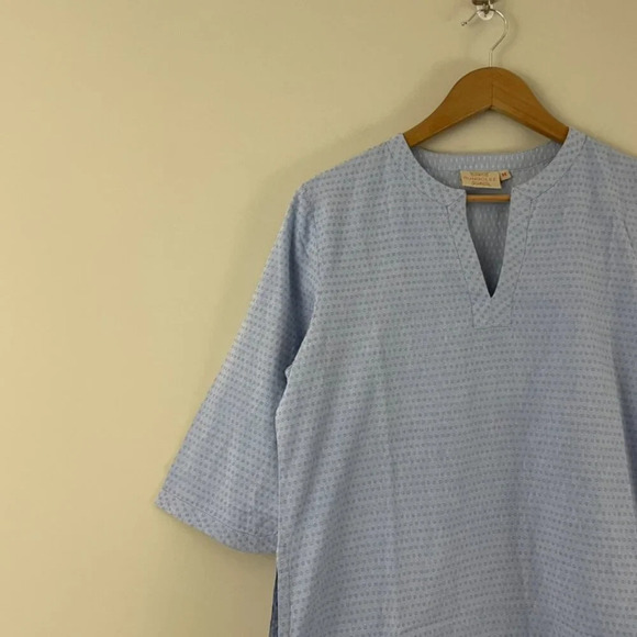 Rungolee Blue Diamond Embroidered Cotton Tunic Top Size Medium - Picture 5 of 5
